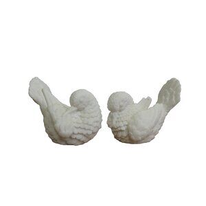 VTG A Santini Sculptor Classic Figure 2 PC Set Alabaster White Birds Italy Peace
